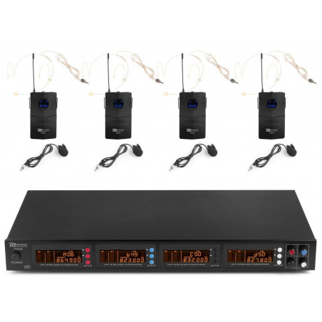 POWER DYNAMICS PD504B Set de 4 micros inalambricos Levalier / Headset UHF ,4x50 Canales, salidas XLR POWER DYNAMICS PD504B Set de 4 micros inalambricos Levalier / Headset UHF ,4x50 Canales, salidas XLR
