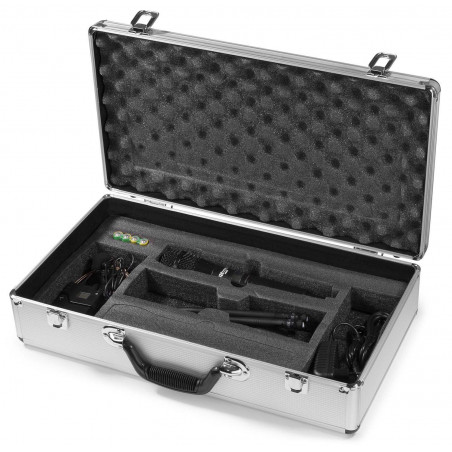 POWER DYNAMICS Set de 2 micros inalambricos, uno de mano y uno de Petaca, para headset,o levalier,UHF, 2x20 Canales