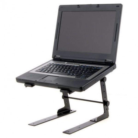 Soporte para portátil con sargento Adam Hall SLT01 con altura y ancho ajustables.