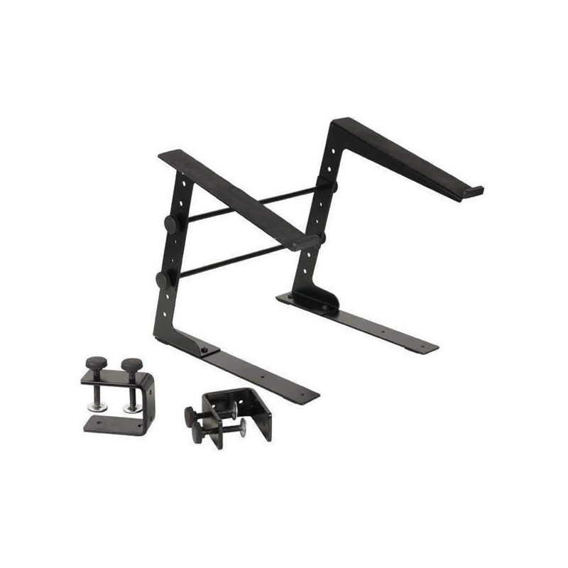 Soporte para portátil con sargento Adam Hall SLT01 con altura y ancho ajustables.