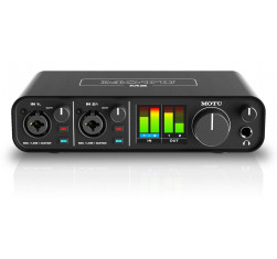 Interface Audio USB Motu M2 para Mac, Windows e iOs, 2 Canales ( 2 entradas y 2 salidas y una latencia ultrabaja.
