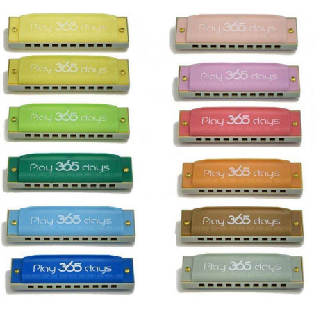 Armónica de Blues para niños Suzuki Play 365 Days, en Tono DO (C), 10 Voces, con estuche rígido.