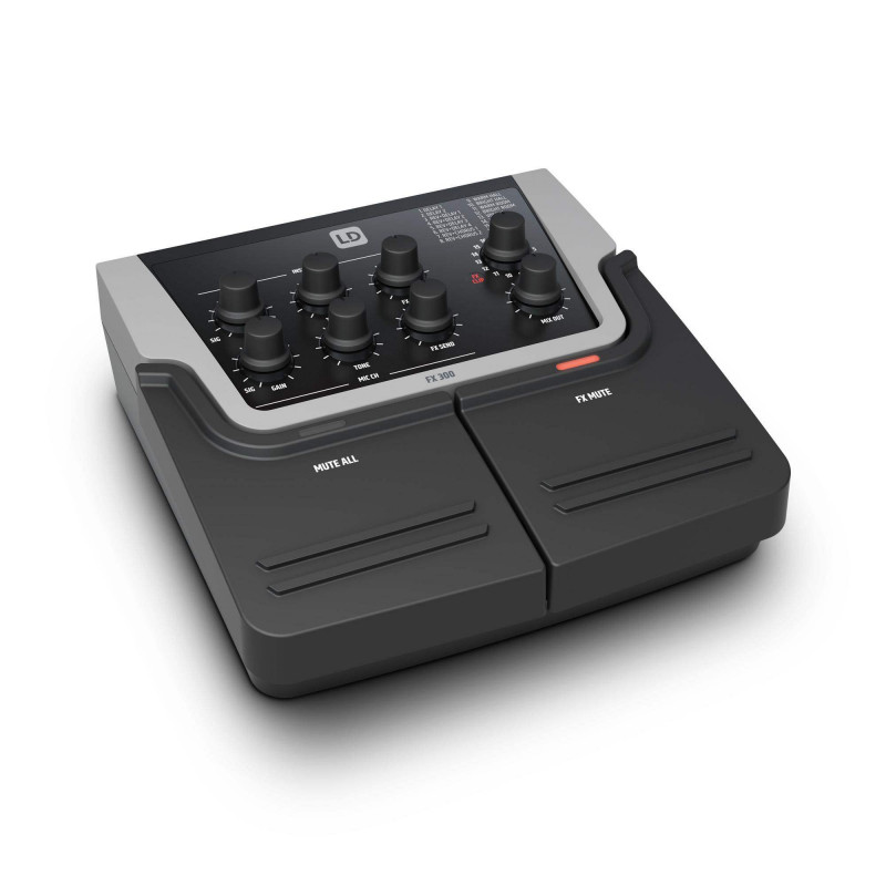 Mesa de mezclas/Pedalera efectos LD Systems FX300 con 16 efectos digitales y una mesa de mezcla de 2 canales.