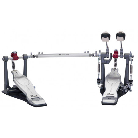 Pedal de bombo Doble Pearl Eliminator Solo P-1032R Rojo, ofrece una acción sin esfuerzo con un rebote acentuado.