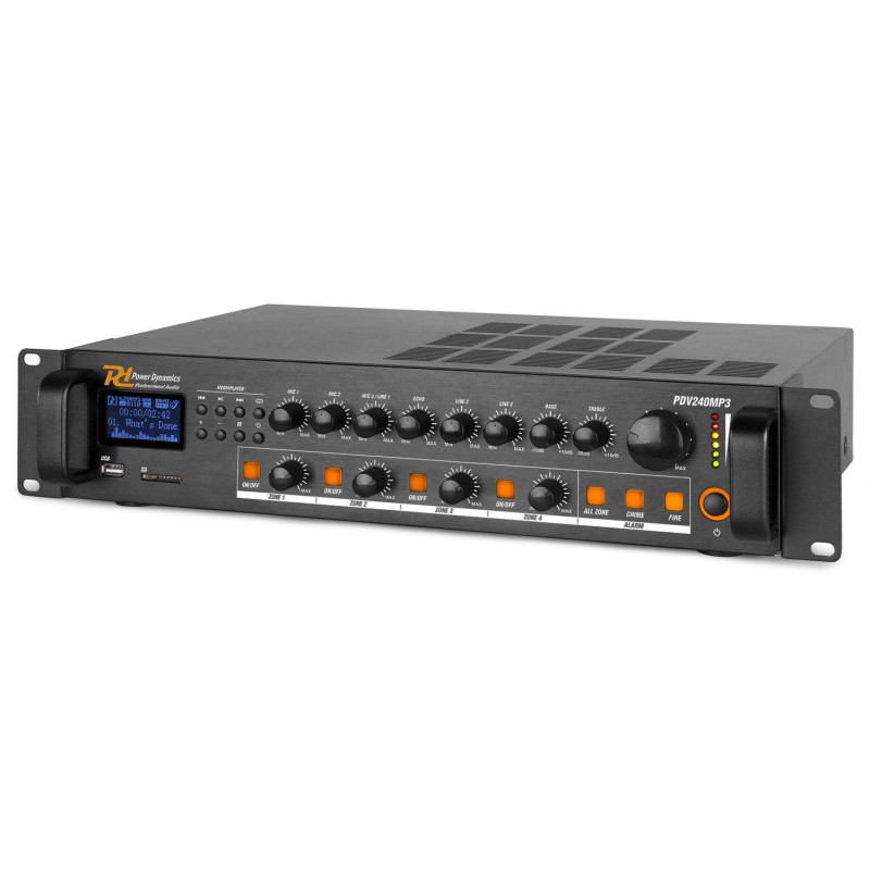 PDV240MP3 PA Mixer Amplifier 240W/100V 4 zonas