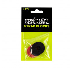 comprar Bolsa de 4 Strap Blocks Ernie Ball EB4603, de goma, 2 en color negro y 2 en color rojo.