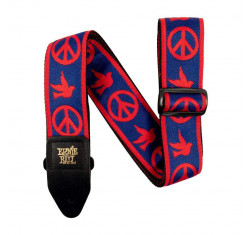 comprar Correa Guitarra / Bajo Ernie Ball Jacquard - Red Blue Peace Love Dove EB4698 de 2" de ancho y extra larga.
