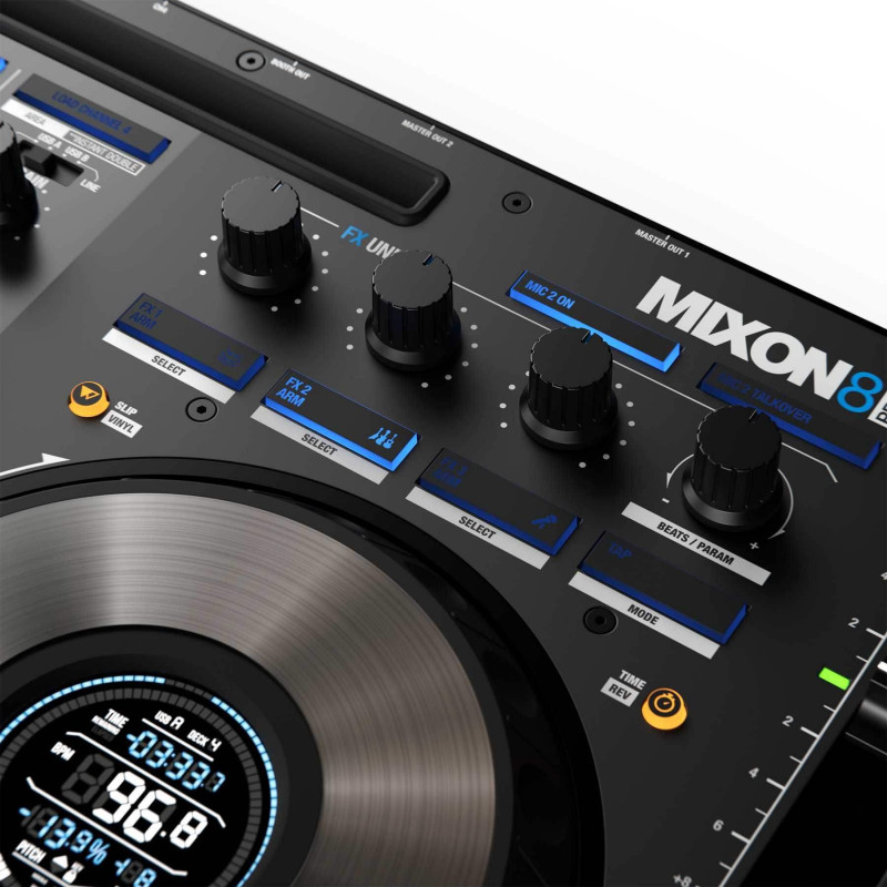 comprar controladora de DJ profesional Reloop Mixon 8 Pro con 4 canales para Serato DJ Pro y Algoriddim djay Pro AI.