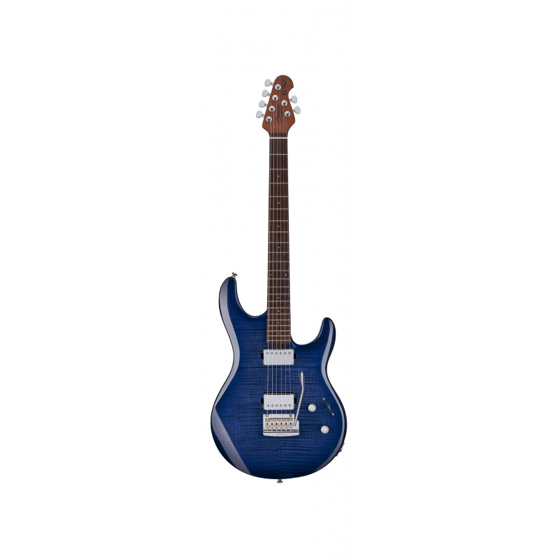 Guitarra Eléctrica Sterling by MusicMan Luke LK100-BLB en acabado Flame Maple Blueberry Burst.