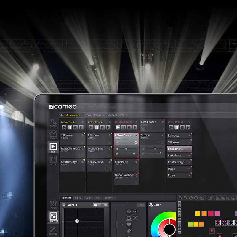 Interfaz USB a DMX de 1024 canales con WiFi-Access y software de control Cameo DVC PRO.