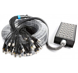 Power Dynamics CX166 Manguera escenario 24-in 4-out XLR 30 metros con cajetin, Cable y conectores de calidad.
