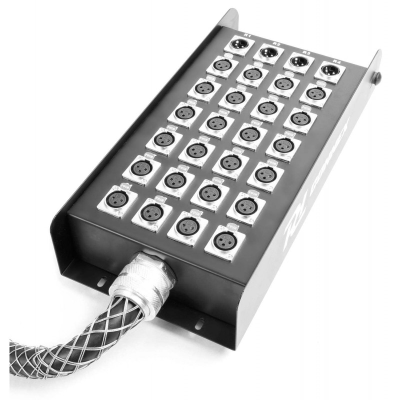 Power Dynamics CX166 Manguera escenario 24-in 4-out XLR 30 metros con cajetin, Cable y conectores de calidad.