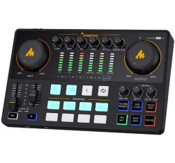 Todo en uno Tarjeta de Sonido USB, Mezclador de audio,soporte de sobremesa, antipop ,y cableado, 2
