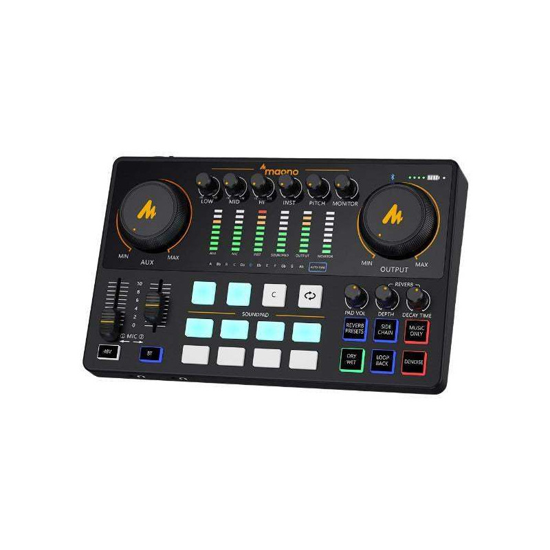 Todo en uno Tarjeta de Sonido USB, Mezclador de audio,soporte de sobremesa, antipop ,y cableado,