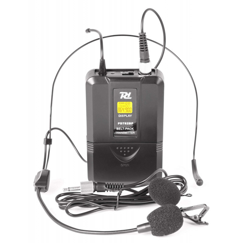 Power Dynamics PD782BP  Petaca transmisora inalambrica para serie PD780,con micro headset y de solapa, incorporado,