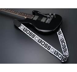 BSM-20-WB Correa Guitarra Blanca con Logo Negro 2
