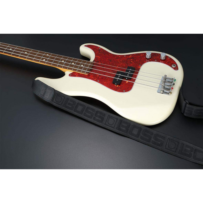 BSM-20-BB Correa Guitarra Negra con Logo Negro