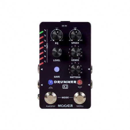 comprar Pedal Caja de Ritmos MOOER Drummer X2 pensado para guitarristas que necesitan ritmos de bateria en directo.