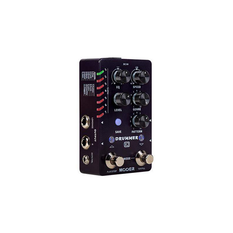 comprar Pedal Caja de Ritmos MOOER Drummer X2 pensado para guitarristas que necesitan ritmos de bateria en directo.