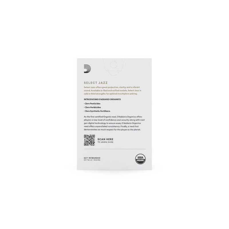 comprar Caja 10 Cañas D'Addario Saxo Alto Organic Select Jazz Limadas 2 Blanda