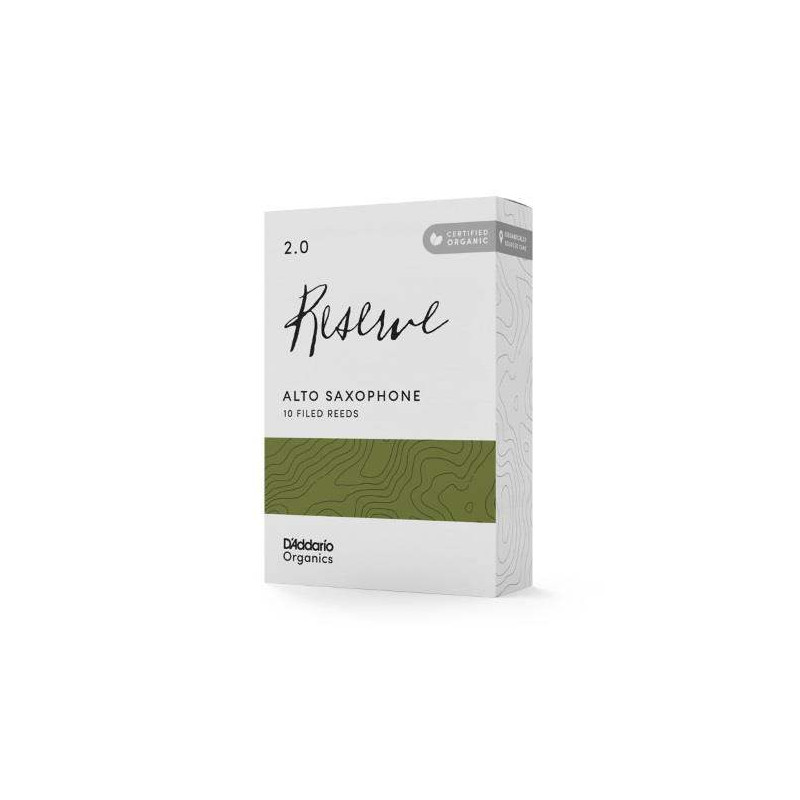 comprar Cañas Saxo Alto D'Addario Organic Reserve dureza 2, caja de 10 cañas orgánicas limadas.