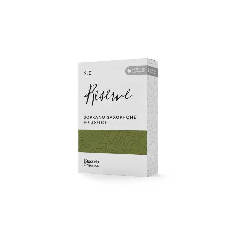 comprar Cañas Saxo soprano D'Addario Organic Reserve dureza 3.5, caja de 10 cañas orgánicas limadas.