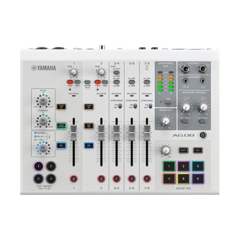 Yamaha AG08 WHITE Mezclador para Streaming con interfaz USB