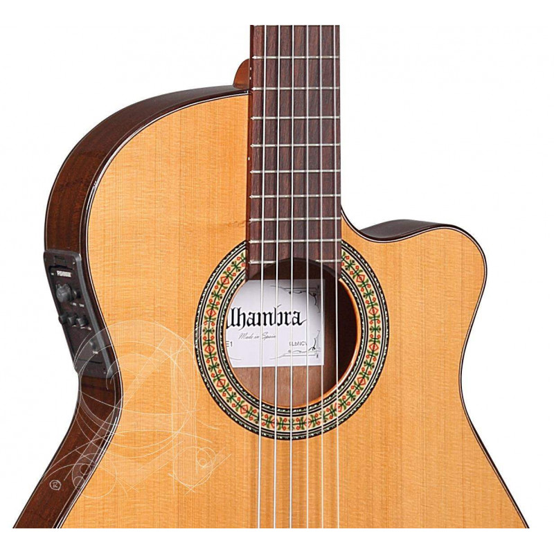 Guitarra Clásica de caja estrecha Electrificada Cut-Away Alhambra 3C-CT-E1 con electrificación Fishman Clásica M.