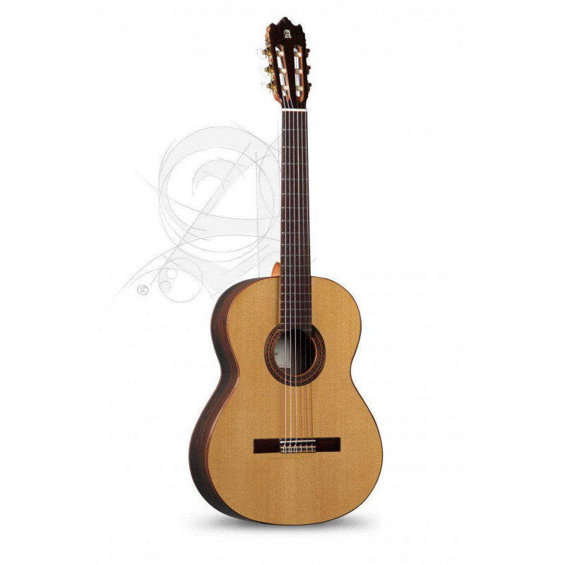 Guitarra clásica Alhambra Iberia Ziricote con tapa maciza de cedro, cuerpo de ziricote y diapasón de palosanto.
