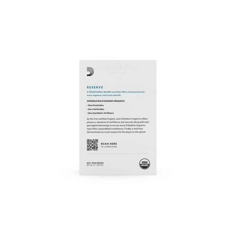 Caja de 10 cañas para Clarinete Sib d'Addario Organic Reserve dureza 3 ODCR1030.