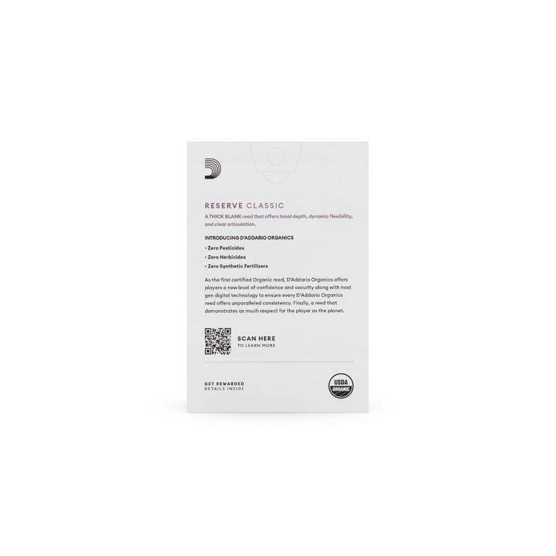 Caja de 10 cañas para Clarinete Sib d'Addario Organic Reserve Classic dureza 3 ODCT1030.