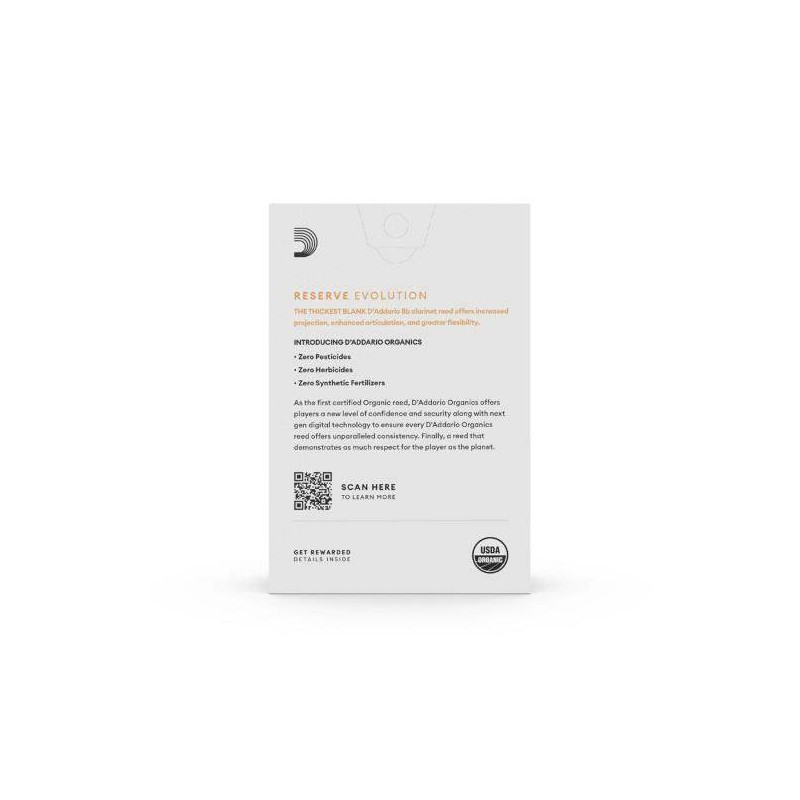 Caja de 10 cañas para Clarinete Sib d'Addario Organic Reserve Evolution dureza 4.0 ODCE1040.