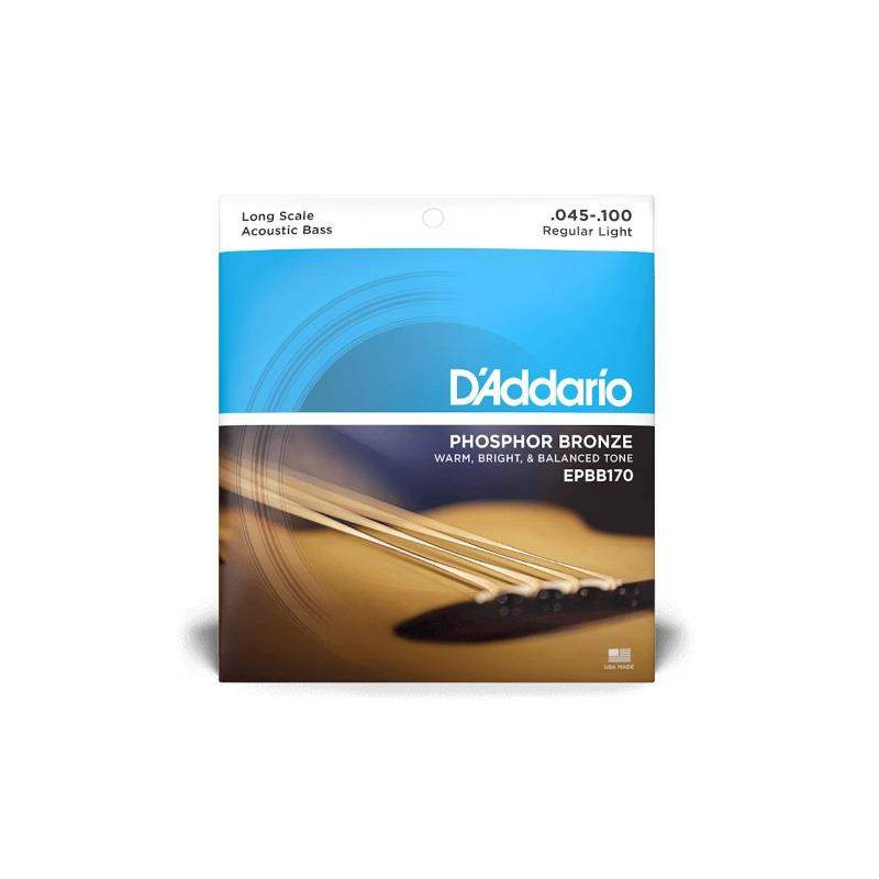 Juego de cuerdas para bajo acústico D´Addario EPBB170 de 4 cuerdas y calibre .045 - .065 - .080 - .100.