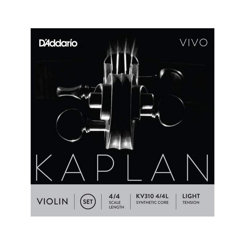 Juego de cuerdas para violín D´Addario Kaplan Vivo KV310 4/4 Light de tensión suave.