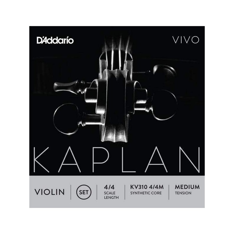 Juego de cuerdas para violín D´Addario Kaplan Vivo KV310 4/4 Medium de tensión media.