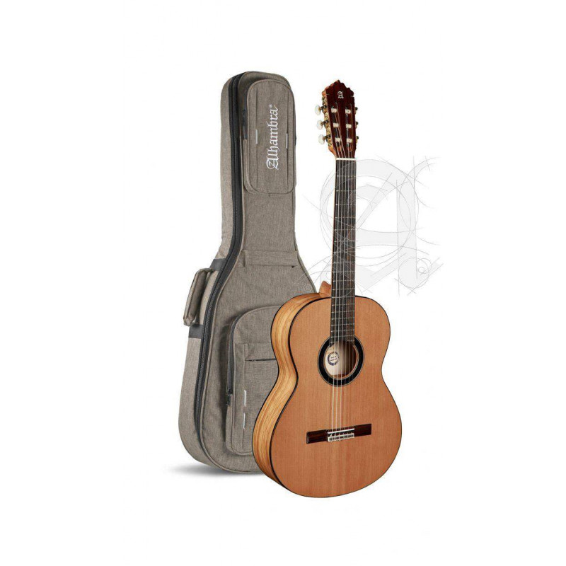 comprar Guitarra Clásica Alhambra 6 OLIVO de la serie Conservatorio con tapa de cedro macizo y aros y fondo de Olivo.