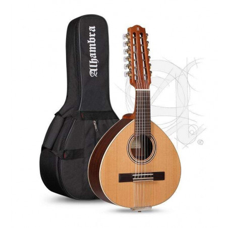 Bandurria Alhambra B-2 C OP, un instrumento tradicional con tapa de Cedro macizo y aros y fondo de Sapelli.