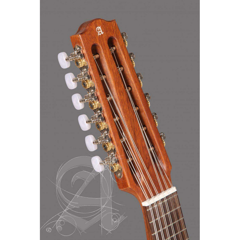 Bandurria Alhambra B-2 C OP, un instrumento tradicional con tapa de Cedro macizo y aros y fondo de Sapelli.