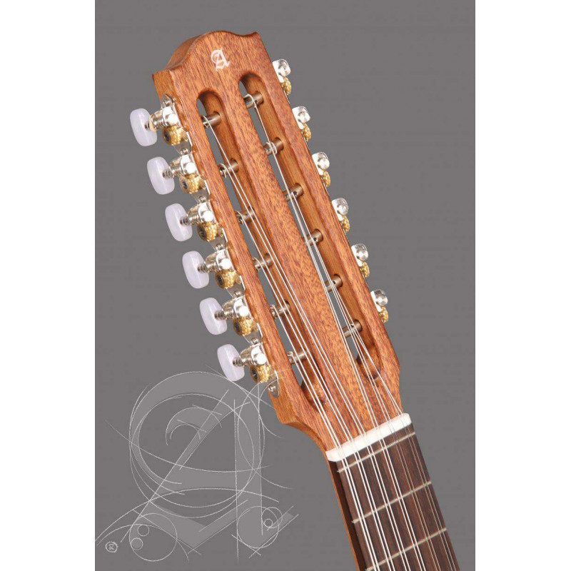 Laúd Alhambra L-2 C OP, un instrumento tradicional con tapa de Cedro macizo y aros y fondo de Sapelli.