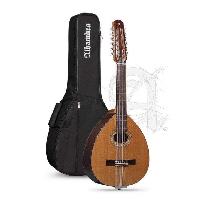 Laúd Alhambra L-3C, un instrumento tradicional con tapa de Cedro macizo y aros y fondo de Sapelli.