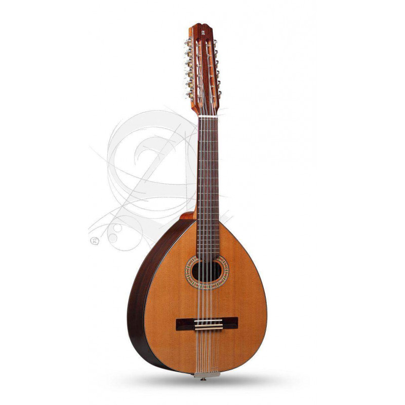 Laúd Alhambra L-3C, un instrumento tradicional con tapa de Cedro macizo y aros y fondo de Sapelli.