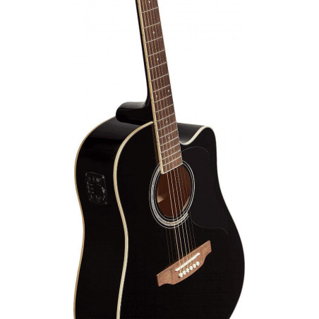 Guitarra electroacústica EKO Ranger 6 EQ con cutaway acabado negro brillante