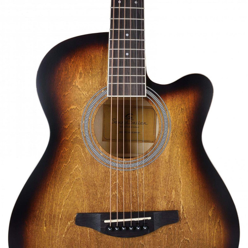 Guitarra acústica con cutaway y preamplificador