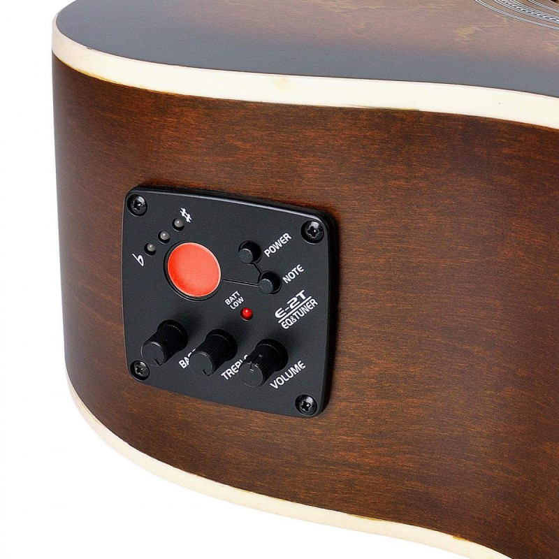 Guitarra acústica con cutaway y preamplificador