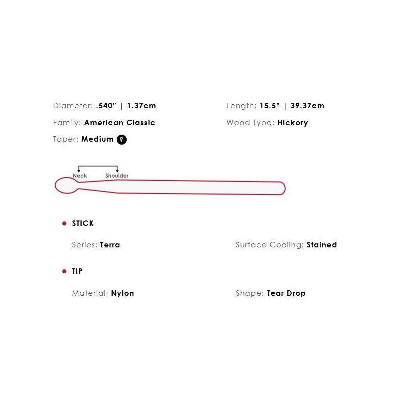 Vic Firth 7ATN TERRA Baquetas American Classic Terra Nylon 7AN