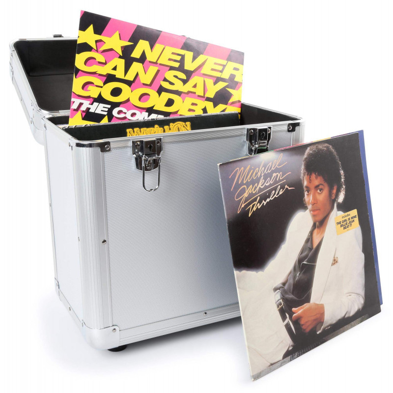 Comprar maleta para vinilos Power Dynamics RC80 plateada con capacidad para 60 vinilos.