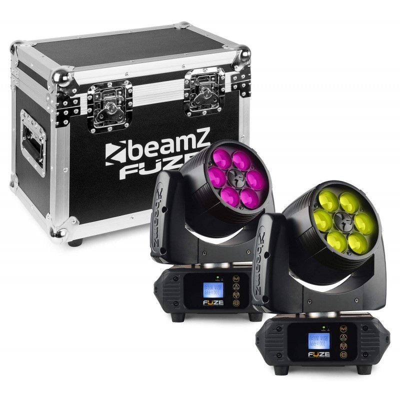 Beamz Fuze610Z Set 2 pcs Cabeza Movil Wash 6x 10W LED con Zoom en Flightcase