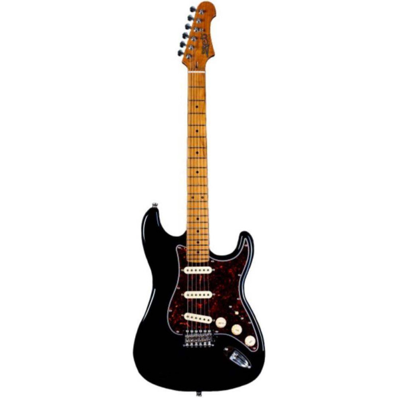 JET JS300-BK-SSS Black Guitarra Eléctrica tipo strato Cuerpo de Tilo, Mastil de arce tostado,Diapasón de arce Canadiense