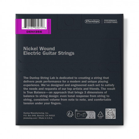 Juego de cuerdas para guitarra Eléctrica Dunlop Perfomance+ DEN1356 Nickel Wound - X Heavy Hybrid Calibre 13-56. Juego de cuerdas para guitarra Eléctrica Dunlop Perfomance+ DEN1356 Nickel Wound - X Heavy Hybrid Calibre 13-56.