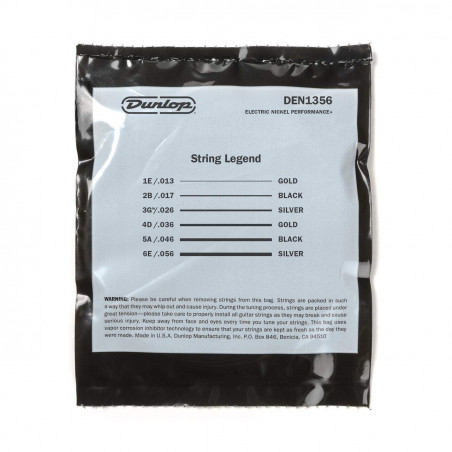 Juego de cuerdas para guitarra Eléctrica Dunlop Perfomance+ DEN1356 Nickel Wound - X Heavy Hybrid Calibre 13-56. Juego de cuerdas para guitarra Eléctrica Dunlop Perfomance+ DEN1356 Nickel Wound - X Heavy Hybrid Calibre 13-56.
